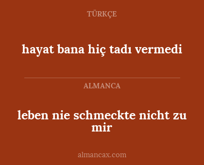 hayat bana hiç tadı vermedi - leben nie schmeckte nicht zu mir
