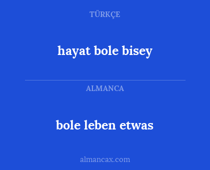 hayat bole bisey - bole leben etwas