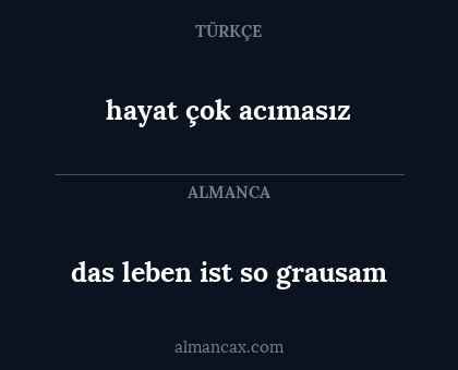 das leben ist so grausam - hayat çok acımasız
