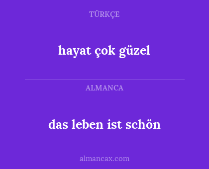 das leben ist schön - hayat çok güzel
