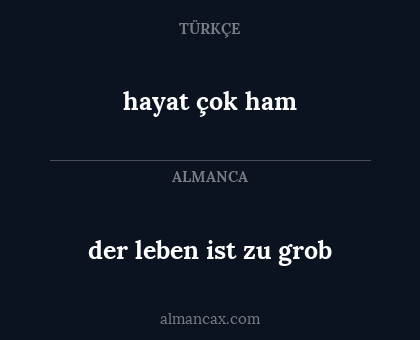 hayat çok ham - der leben ist zu grob