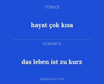 das leben ist zu kurz - hayat çok kısa
