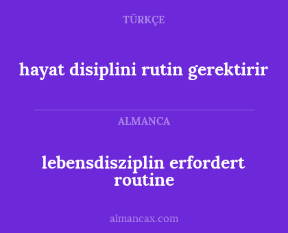 lebensdisziplin erfordert routine - hayat disiplini rutin gerektirir