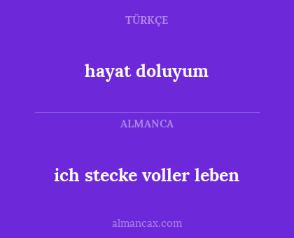 ich stecke voller leben - hayat doluyum