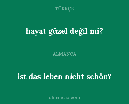 ist das leben nicht schön? - hayat güzel değil mi?