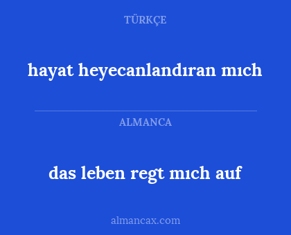 das leben regt mıch auf - hayat heyecanlandıran mıch