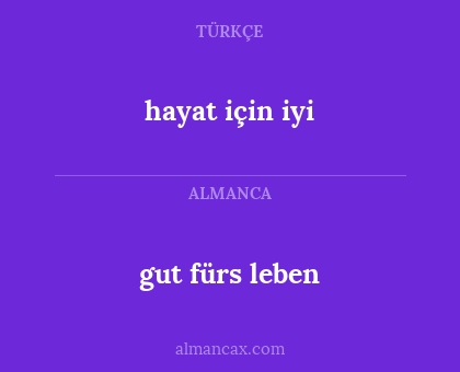 hayat için iyi - gut fürs leben