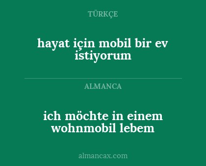 ich möchte in einem wohnmobil lebem - hayat için mobil bir ev istiyorum