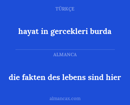 die fakten des lebens sind hier - hayat in gercekleri burda