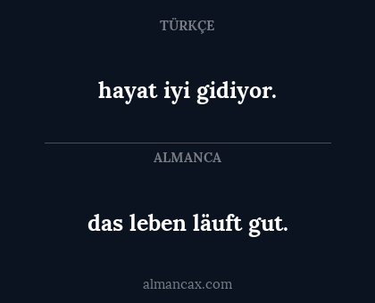 das leben läuft gut. - hayat iyi gidiyor.