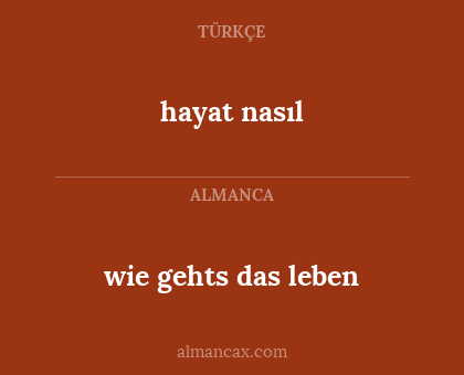 wie gehts das leben - hayat nasıl