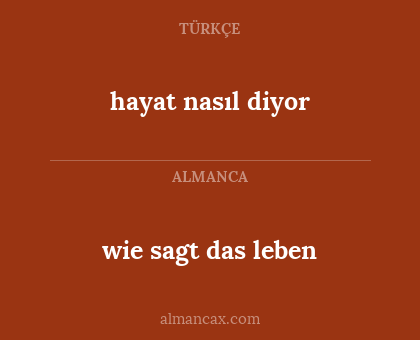 hayat nasıl diyor - wie sagt das leben