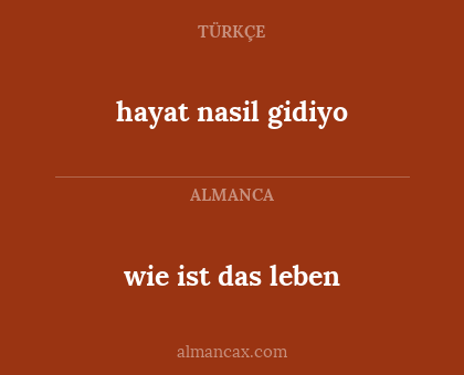 wie ist das leben - hayat nasil gidiyo