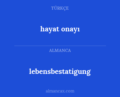 hayat onayı - lebensbestatigung