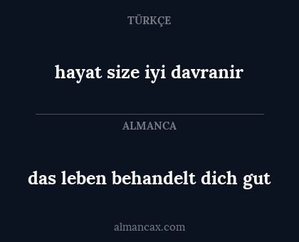 das leben behandelt dich gut - hayat size iyi davranir