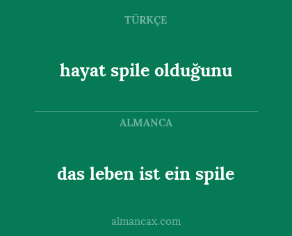 das leben ist ein spile - hayat spile olduğunu
