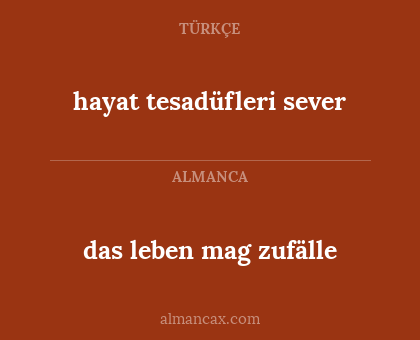 das leben mag zufälle - hayat tesadüfleri sever