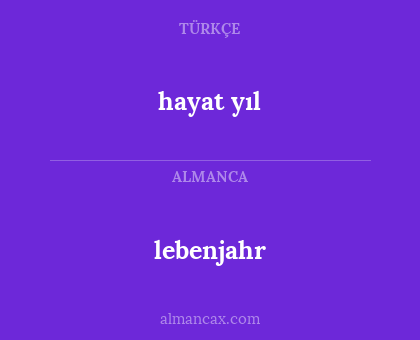 hayat yıl - lebenjahr