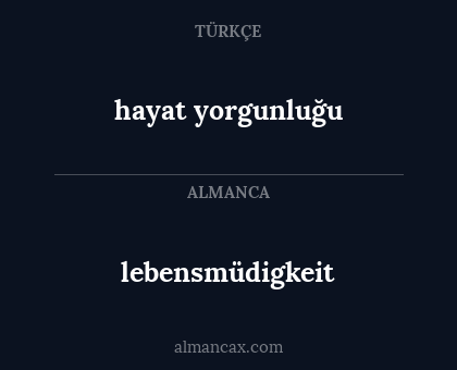 lebensmüdigkeit - hayat yorgunluğu