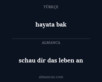 schau dir das leben an - hayata bak