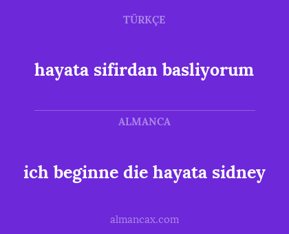hayata sifirdan basliyorum - ich beginne die hayata sidney