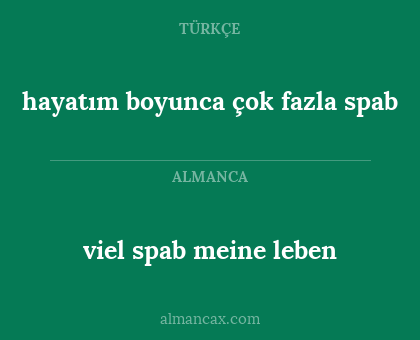 viel spab meine leben - hayatım boyunca çok fazla spab