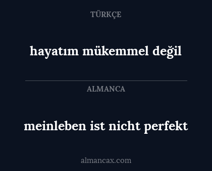 meinleben ist nicht perfekt - hayatım mükemmel değil