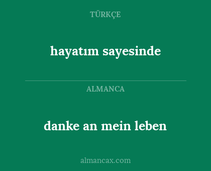 hayatım sayesinde - danke an mein leben