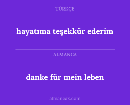 danke für mein leben - hayatıma teşekkür ederim