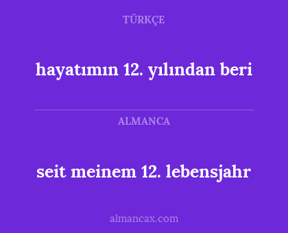 hayatımın 12. yılından beri - seit meinem 12. lebensjahr