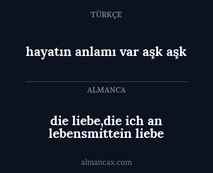 die liebe,die ich an lebensmittein liebe - hayatın anlamı var aşk aşk