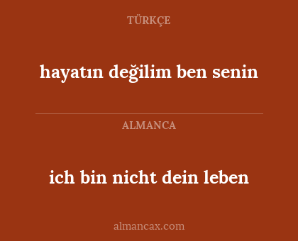 ich bin nicht dein leben - hayatın değilim ben senin
