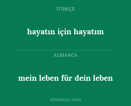 mein leben für dein leben - hayatın için hayatım