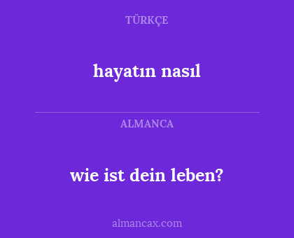 wie ist dein leben? - hayatın nasıl