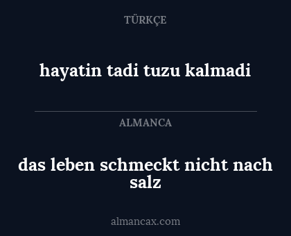 hayatin tadi tuzu kalmadi - das leben schmeckt nicht nach salz