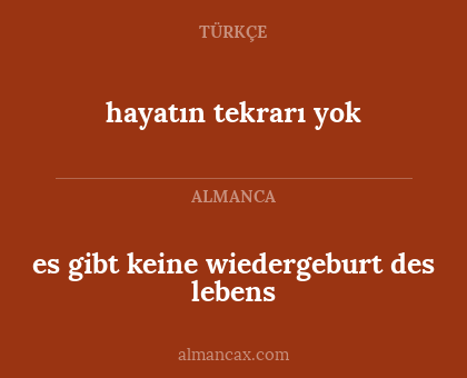 es gibt keine wiedergeburt des lebens - hayatın tekrarı yok