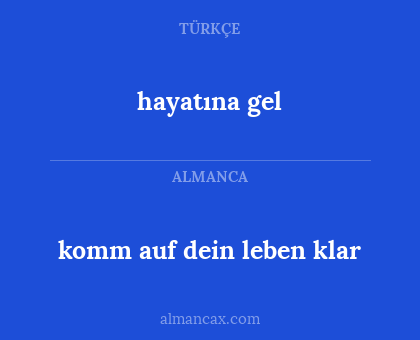 komm auf dein leben klar - hayatına gel