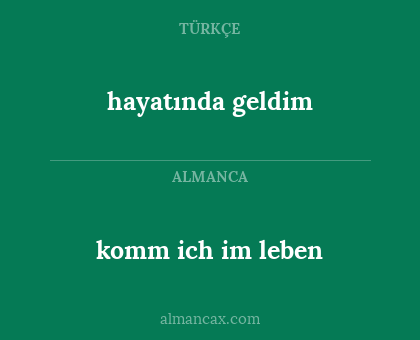 komm ich im leben - hayatında geldim