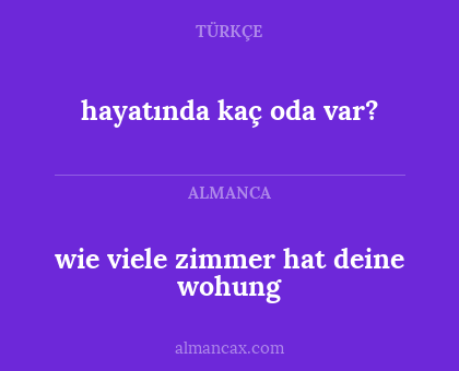 wie viele zimmer hat deine wohung - hayatında kaç oda var?