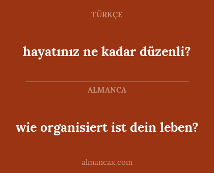 hayatınız ne kadar düzenli? - wie organisiert ist dein leben?
