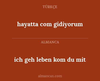 ich geh leben kom du mit - hayatta com gidiyorum