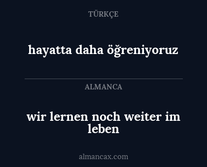 hayatta daha öğreniyoruz - wir lernen noch weiter im leben