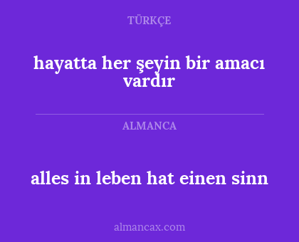 alles in leben hat einen sinn - hayatta her şeyin bir amacı vardır