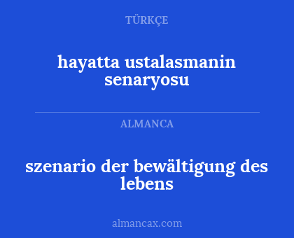 hayatta ustalasmanin senaryosu - szenario der bewältigung des lebens