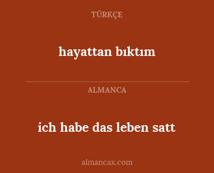 hayattan bıktım - ich habe das leben satt
