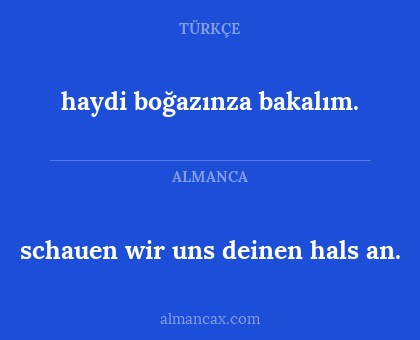 haydi boğazınza bakalım. - schauen wir uns deinen hals an.