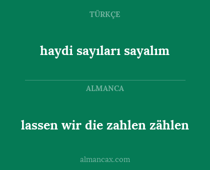 lassen wir die zahlen zählen - haydi sayıları sayalım