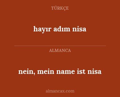 hayır adım nisa - nein, mein name ist nisa