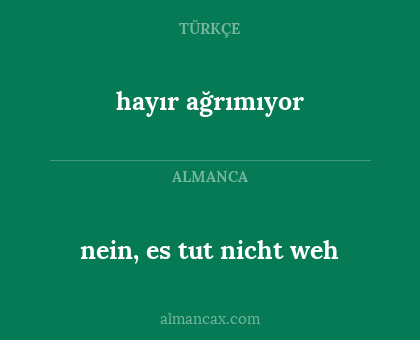 nein, es tut nicht weh - hayır ağrımıyor