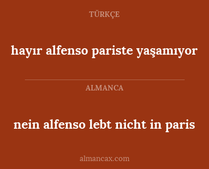 nein alfenso lebt nicht in paris - hayır alfenso pariste yaşamıyor